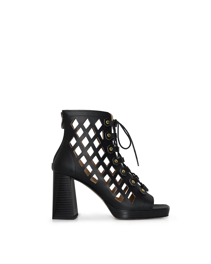 AGAZI Damen vegan Sandalen Dance Your Way Cut Out Block Heel Schwarz