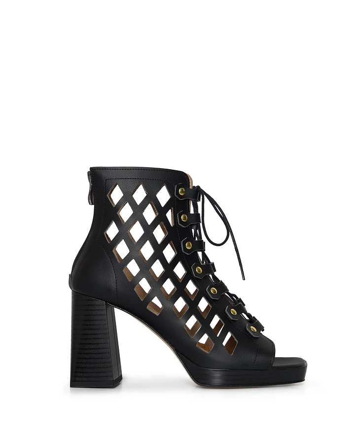 AGAZI Damen vegan Sandalen Dance Your Way Cut Out Block Heel Schwarz