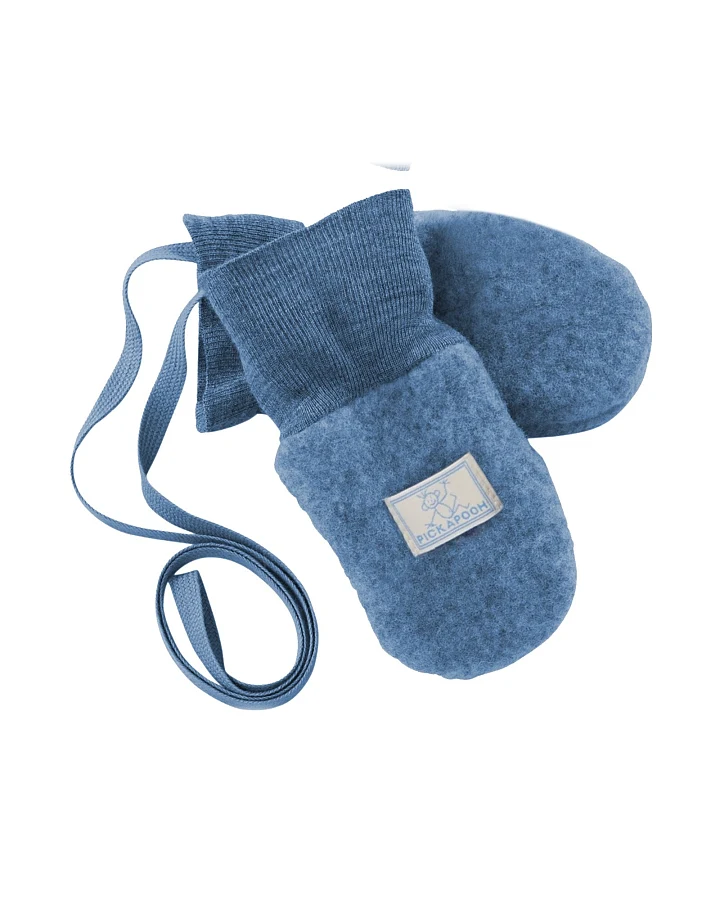 Pickapooh Baby und Kinder Fäustlinge Bio-Schurwolle Fleece jeans Gr. 1 (bis 9 Monate)