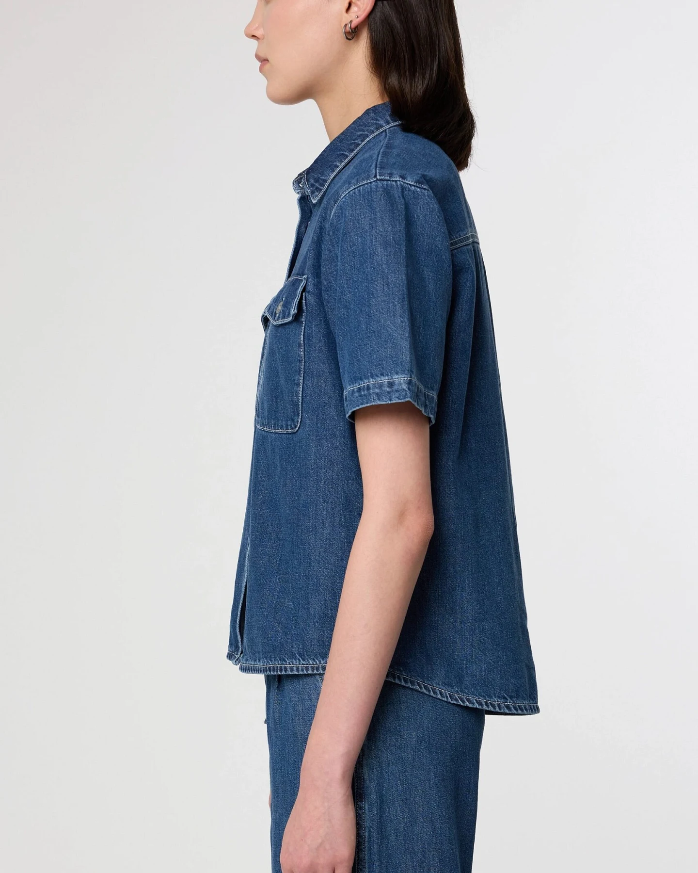 Dawn Damen vegan Hemd Blithe Mittelblau – Ansicht 2