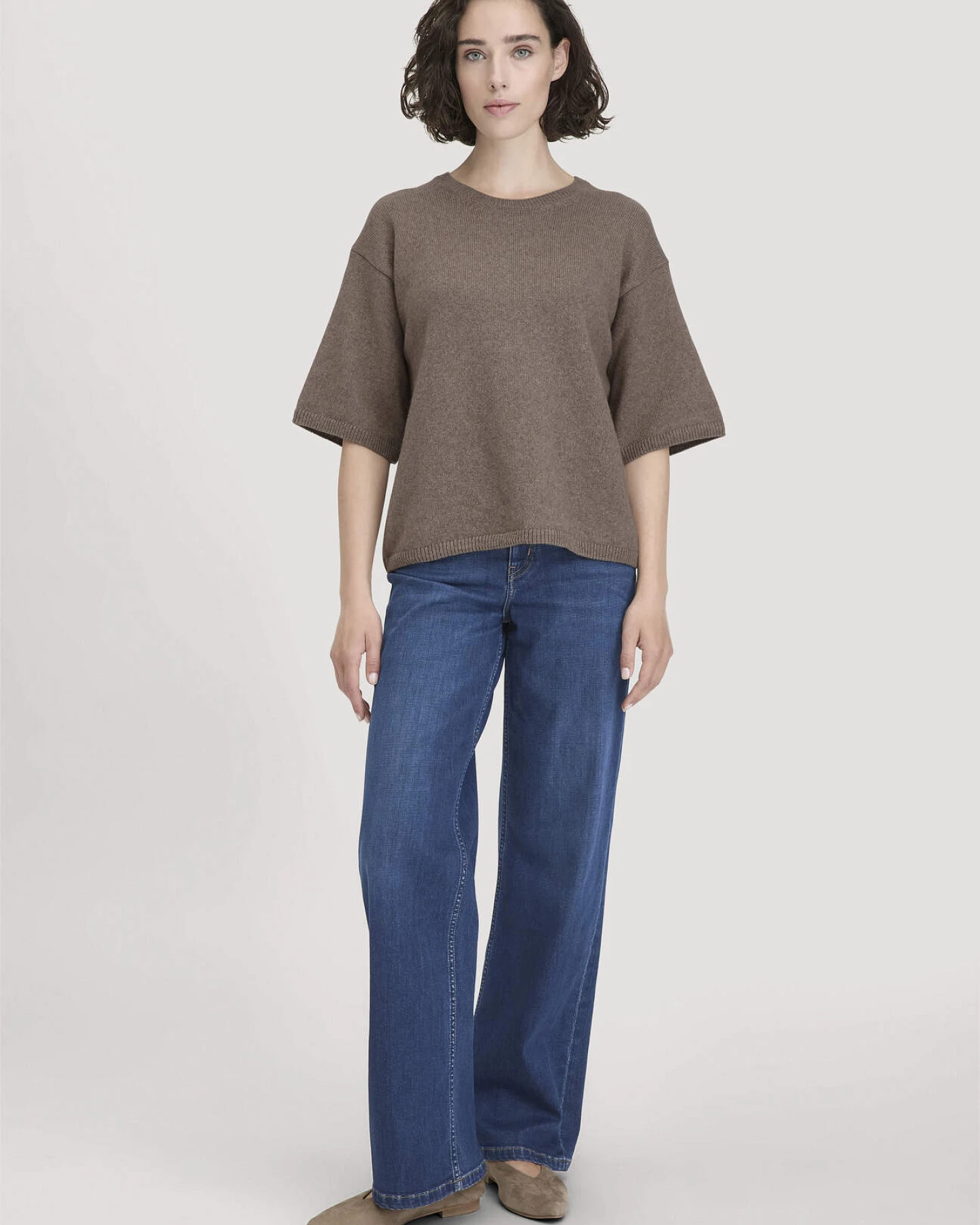 hessnatur Damen Strick Pullover Oversize aus Bio-Merinowolle mit Bio-Baumwolle - braun - Größe L – Ansicht 2