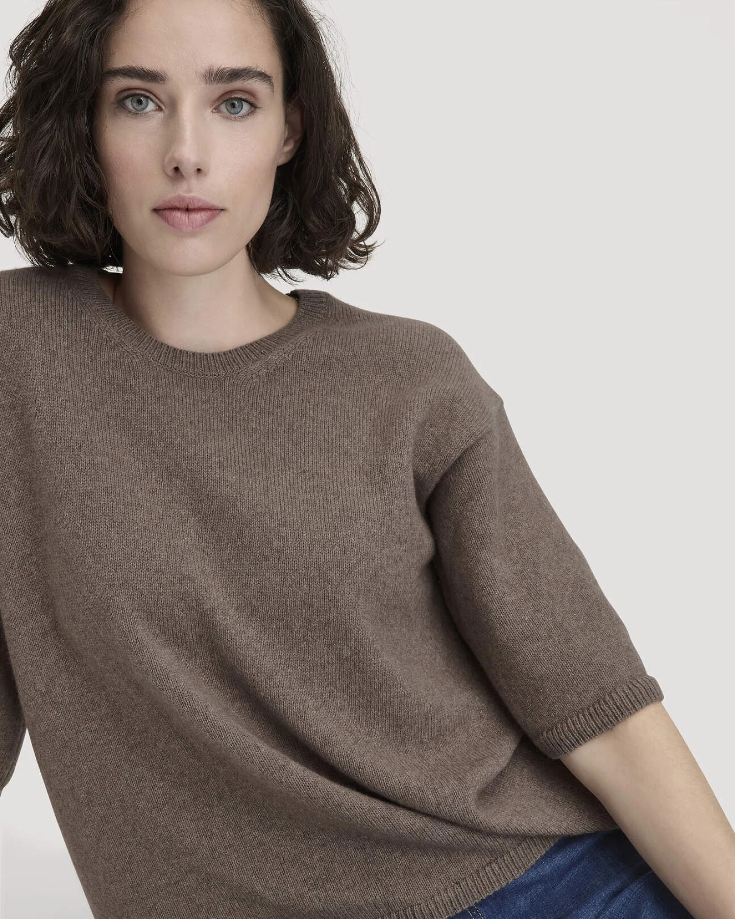 hessnatur Damen Strick Pullover Oversize aus Bio-Merinowolle mit Bio-Baumwolle - braun - Größe XS – Ansicht 4
