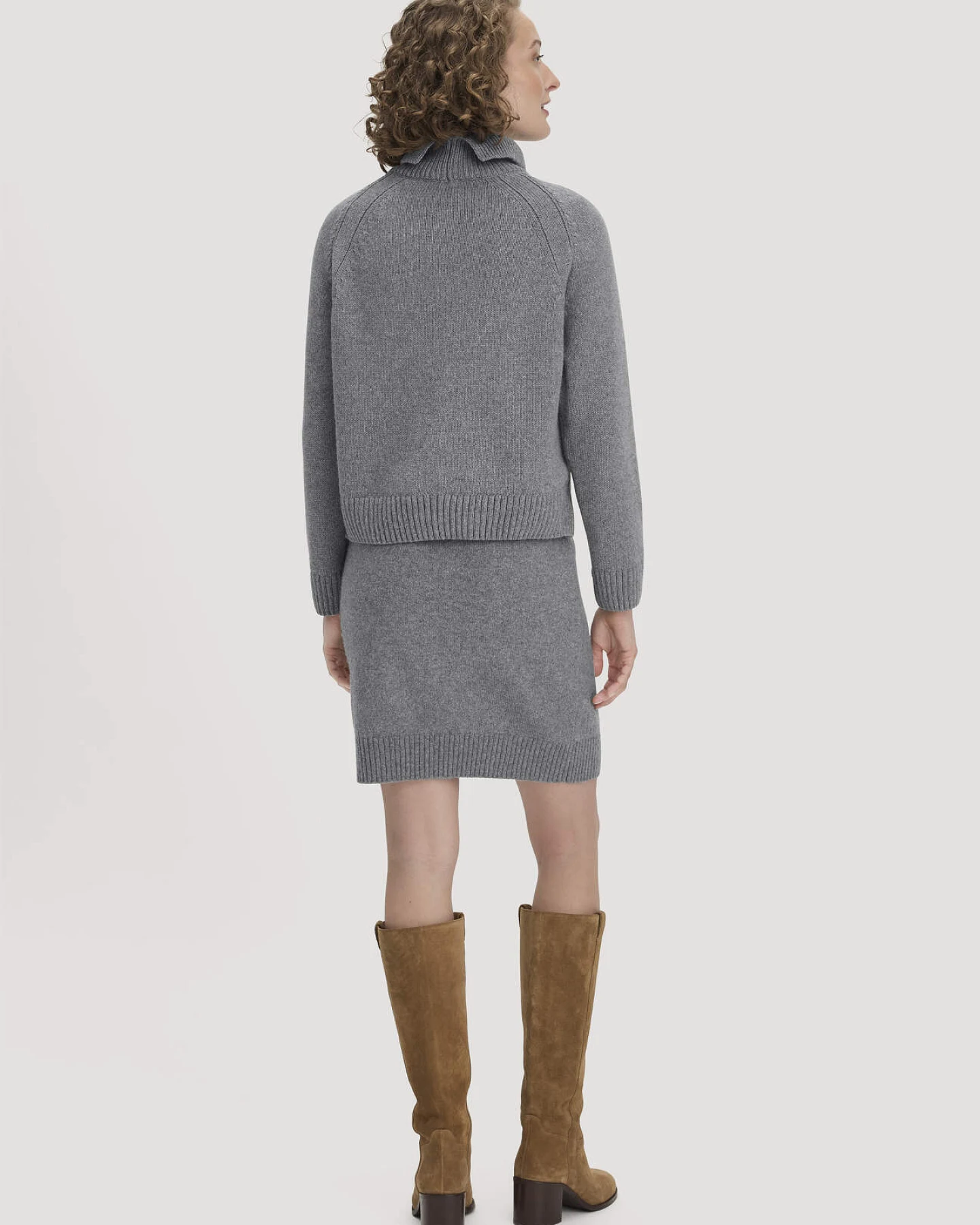 hessnatur Damen Strickrock Regular aus Bio-Merinowolle und Bio-Baumwolle - grau - Größe S – Ansicht 2