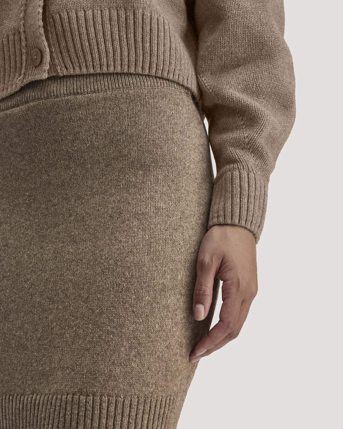hessnatur Damen Strickrock Regular aus Bio-Merinowolle und Bio-Baumwolle - braun - Größe L – Ansicht 3