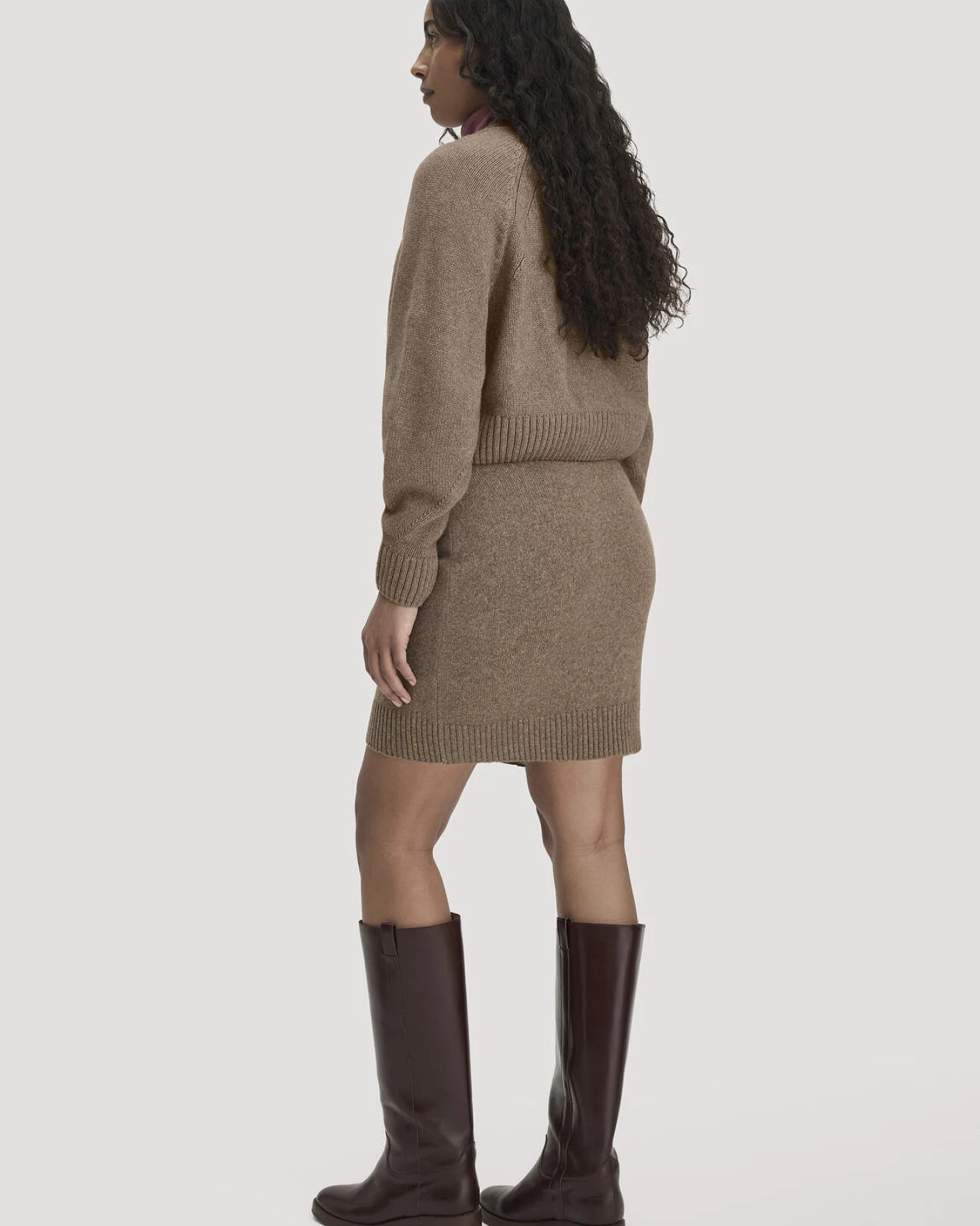 hessnatur Damen Strickrock Regular aus Bio-Merinowolle und Bio-Baumwolle - braun - Größe XXL – Ansicht 2