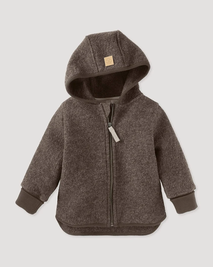 hessnatur Baby Walkjacke aus Bio-Merinowolle - braun - Größe 62/68