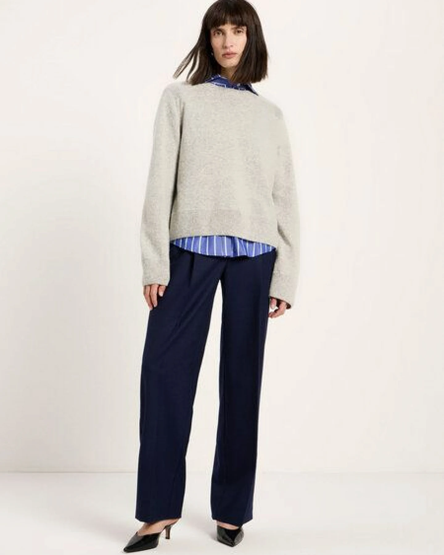 LANIUS Cropped Pullover aus Bio-Schurwolle und Bio-Baumwolle (GOTS) – Ansicht 2