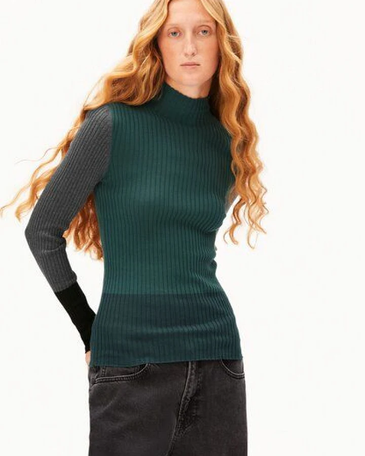 ARMEDANGELS ALAANIA PATCH Damen Strickpullover aus 100% Bio-Baumwolle