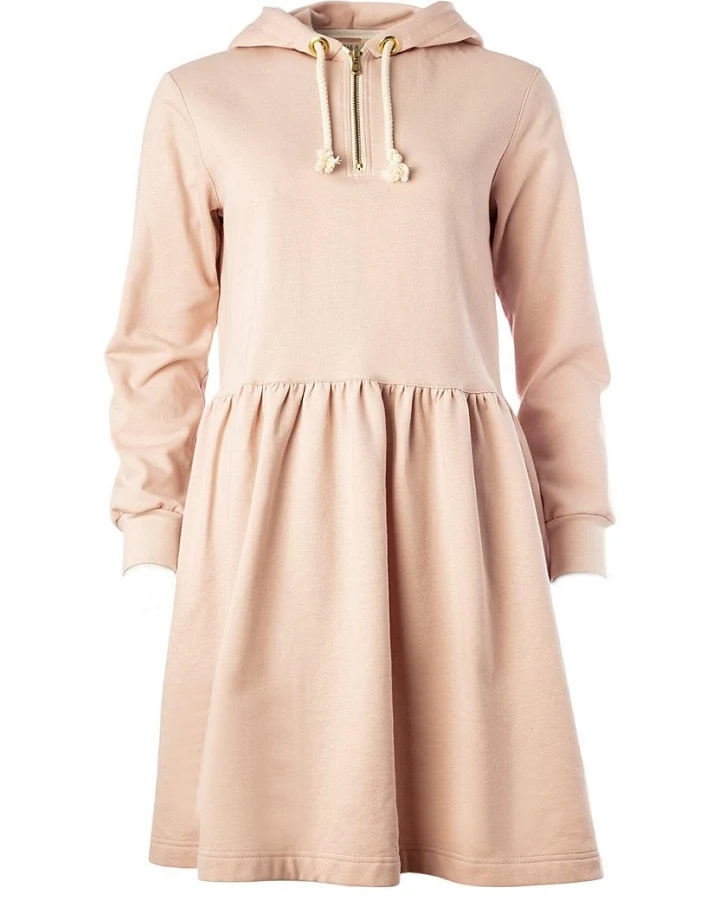 MAHLA Damen vegan Kleid Mit Kapuze Beige/Hellrosa
