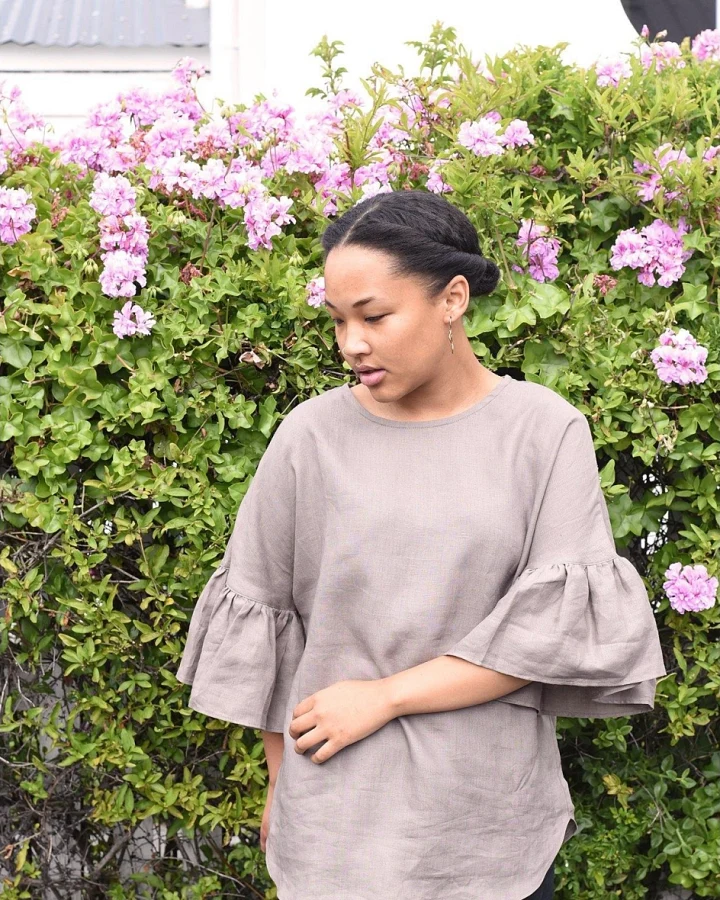 MAHLA Damen vegan Bluse Liia Sandfarben