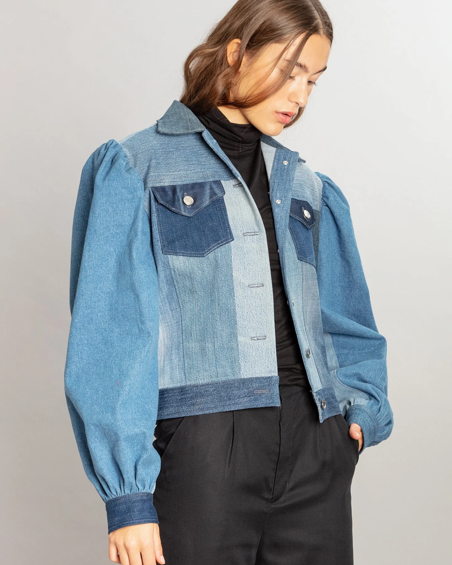 MAHLA Damen vegan Jeansjacke Dagny Gewaschen Blau – Ansicht 2