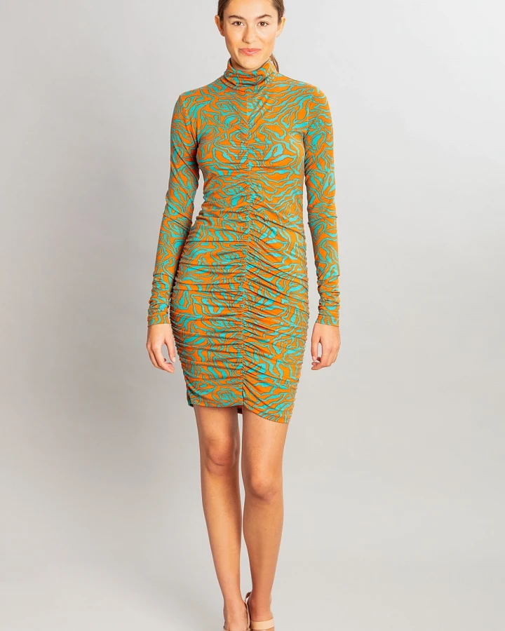 MAHLA Damen vegan Kleid Vera Türkis & Orange