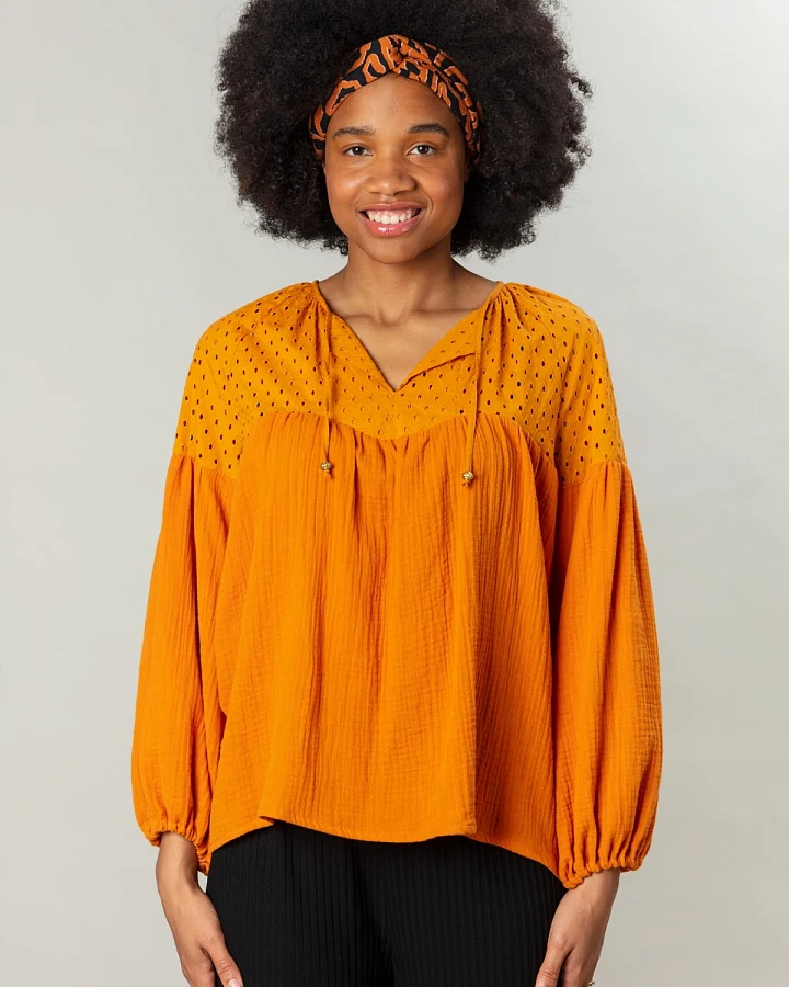 MAHLA Damen vegan Delilah Bluse Gebranntes Orange