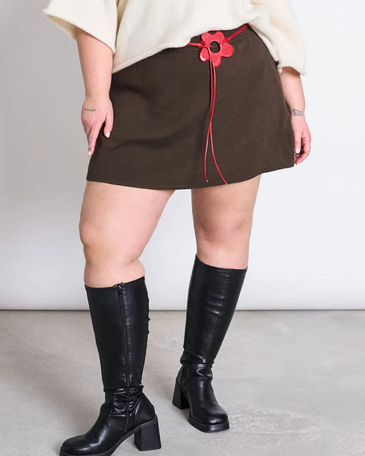 JAN N JUNE Damen vegan Strickrock Mini Vando Brown