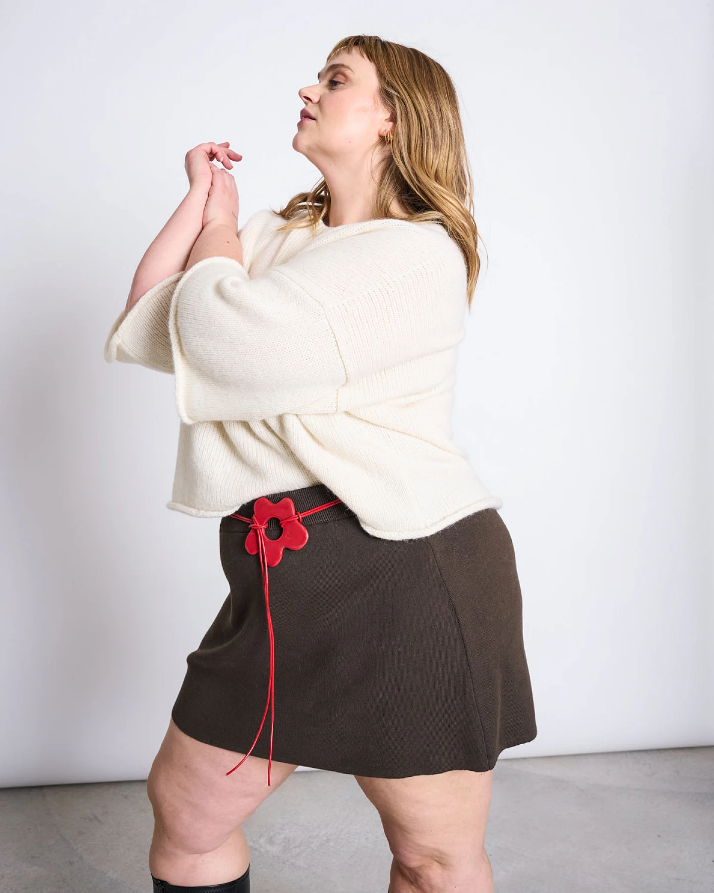 JAN N JUNE Damen vegan Strickrock Mini Vando Brown – Ansicht 2