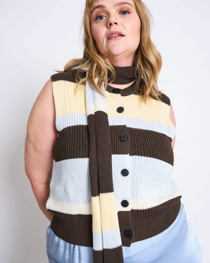 JAN N JUNE Damen vegan Strickweste Freitags Gestreift Mehrfarbig