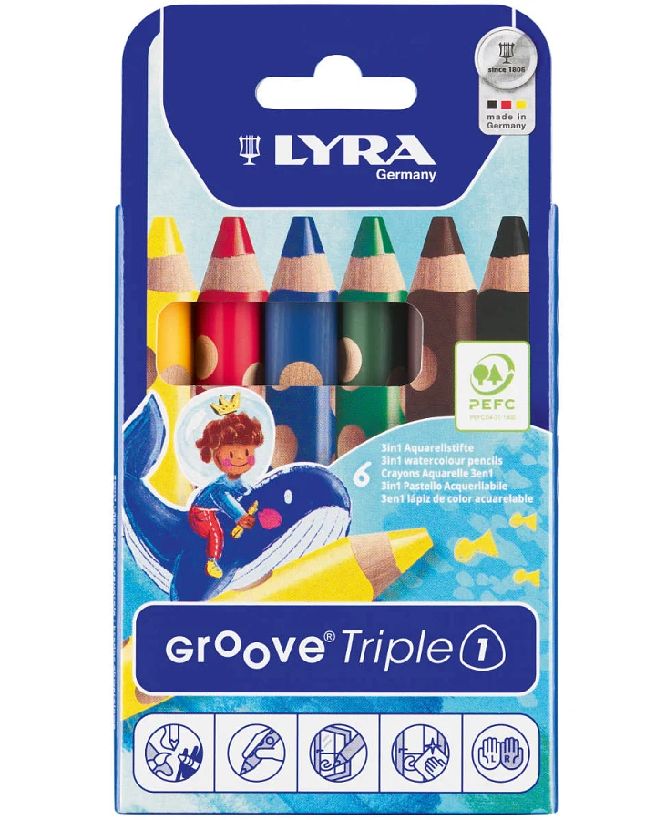 Lyra - 6 Buntstifte JUMBO 3in1 GROOVE® Triple1