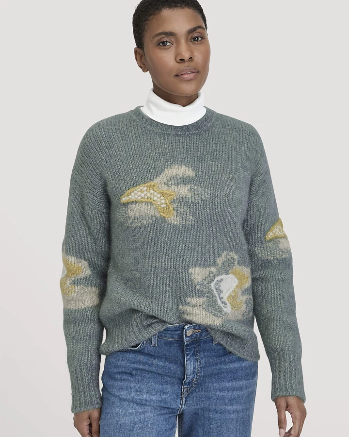 hessnatur Damen Strick Pullover Relaxed aus Alpaka mit Baumwolle - grün - Größe M