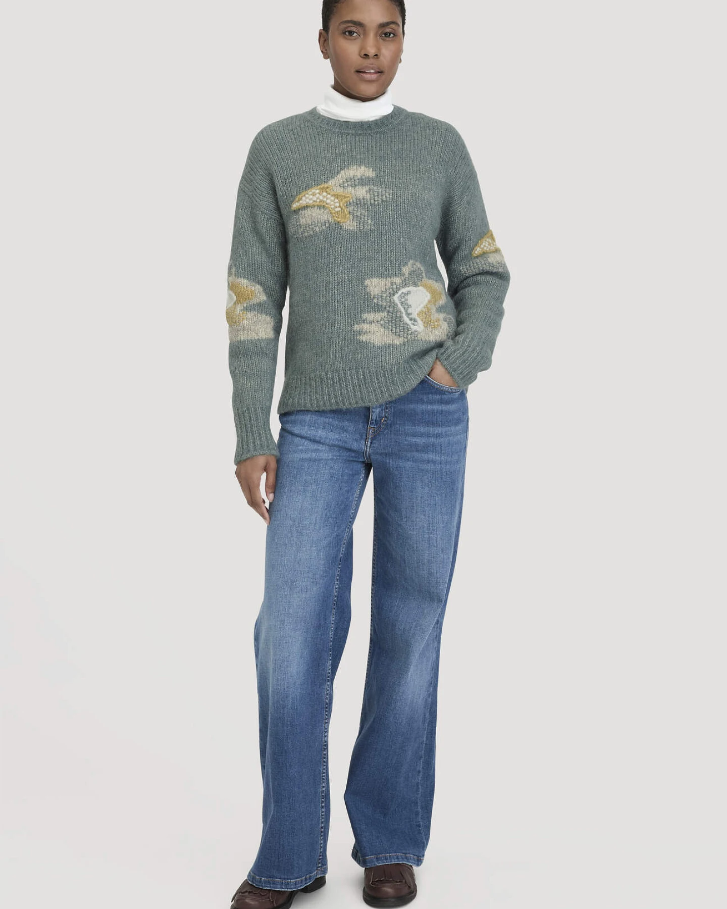 hessnatur Damen Strick Pullover Relaxed aus Alpaka mit Baumwolle - grün - Größe M – Ansicht 2