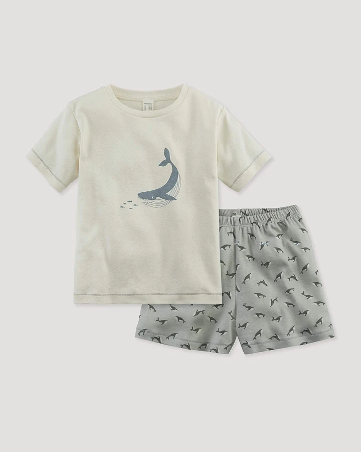 hessnatur Kinder Pyjama Regular aus Bio-Baumwolle - grau - Größe 110/116
