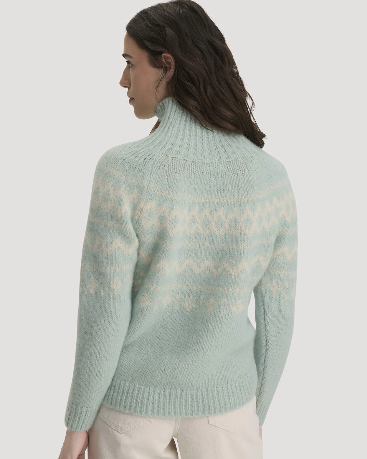 hessnatur Damen Rollkragenpullover Relaxed aus Alpaka und Bio-Baumwolle - grün - Größe L – Ansicht 3