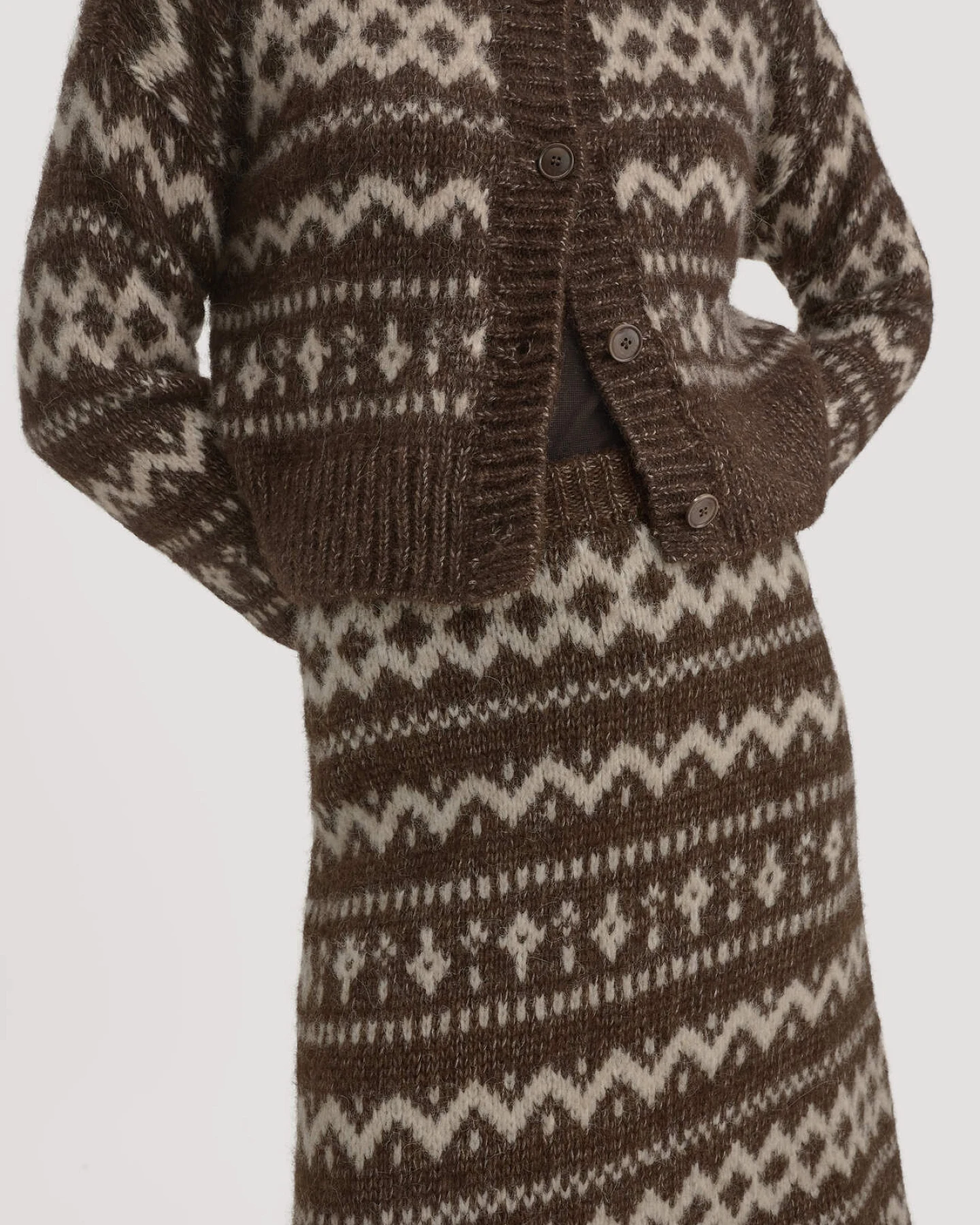 hessnatur Damen Strickrock Relaxed aus Alpaka mit Bio-Baumwolle - braun - Größe L – Ansicht 3