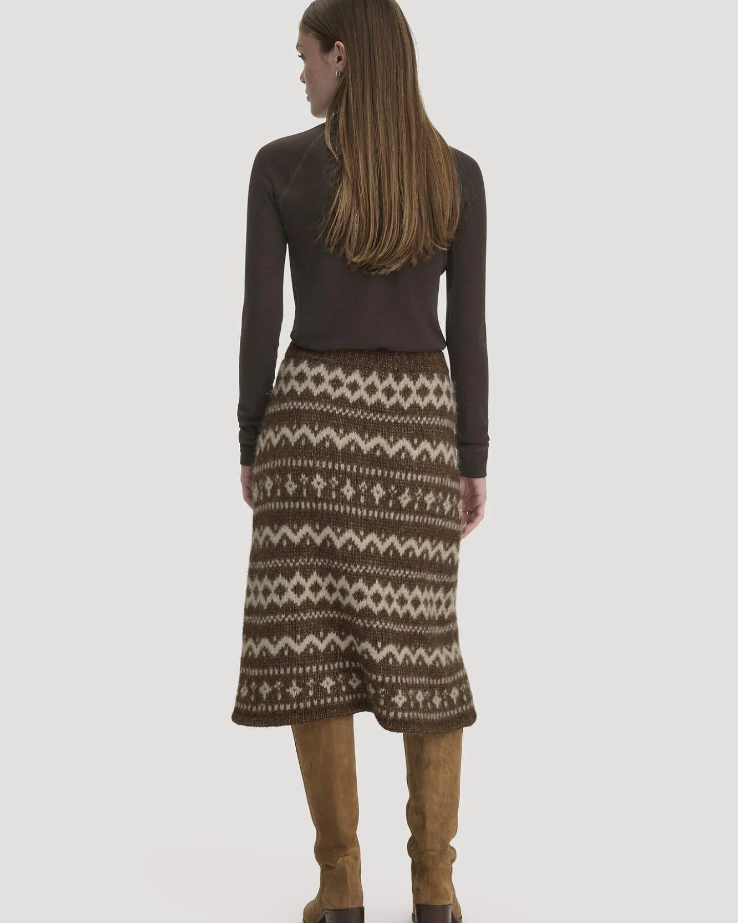 hessnatur Damen Strickrock Relaxed aus Alpaka mit Bio-Baumwolle - braun - Größe XXL – Ansicht 2