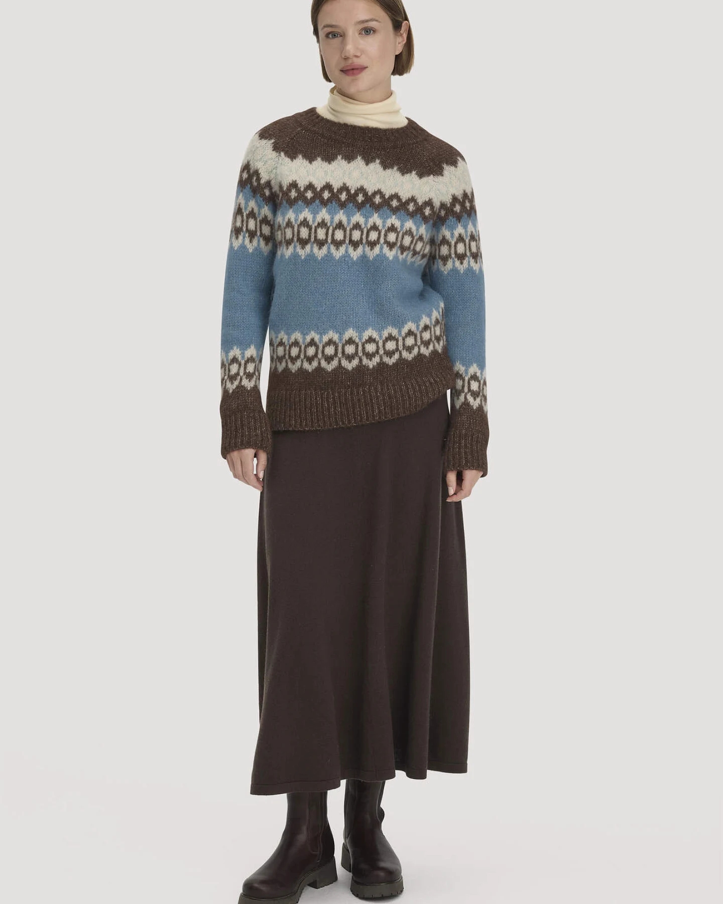hessnatur Damen Stick Pullover Relaxed aus Alpaka und Bio-Baumwolle - blau - Größe L – Ansicht 2