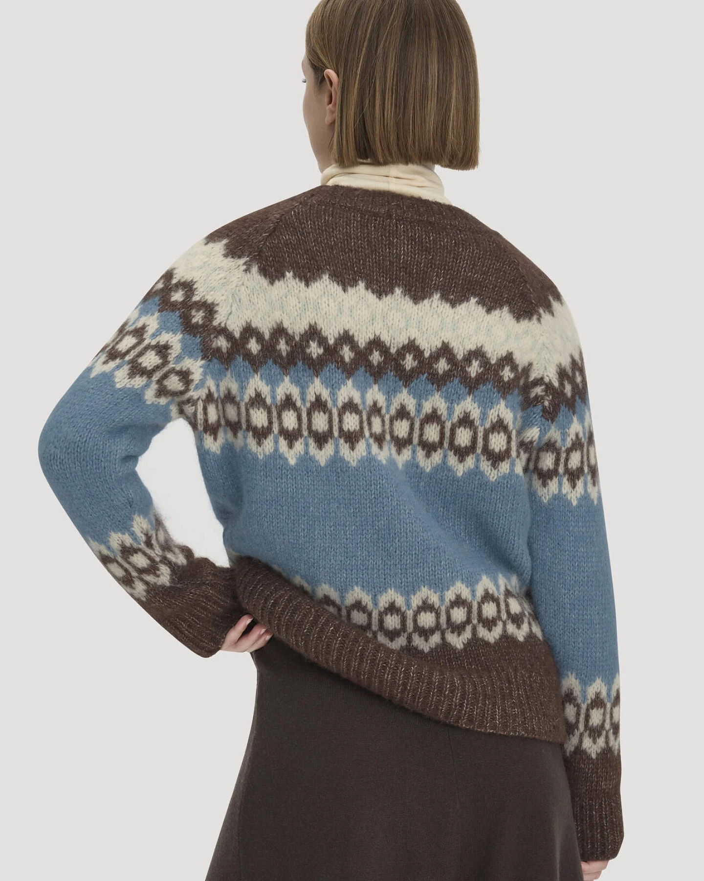 hessnatur Damen Stick Pullover Relaxed aus Alpaka und Bio-Baumwolle - blau - Größe XS – Ansicht 3