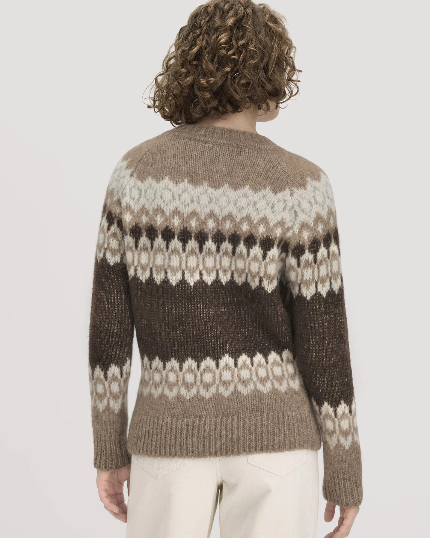 hessnatur Damen Stick Pullover Relaxed aus Alpaka und Bio-Baumwolle - braun - Größe M – Ansicht 3