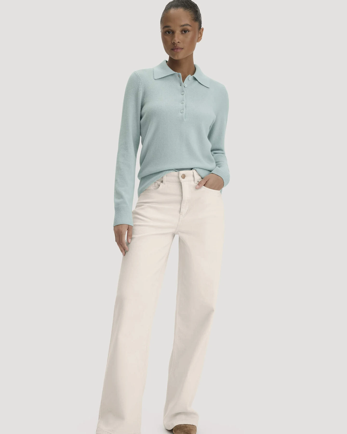 hessnatur Damen Polo-Pullover Regular aus Bio-Schurwolle mit Cahsmere - grün - Größe XXL – Ansicht 2
