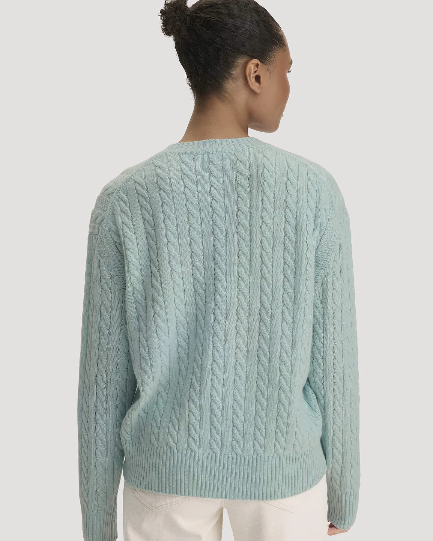 hessnatur Damen Pullover Oversize aus Bio-Schurwolle mit Cashmere - grün - Größe XS – Ansicht 3
