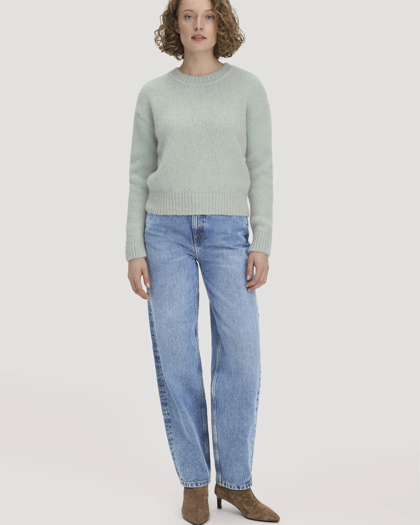 hessnatur Damen Strick Pullover Relaxed aus Alpaka mit Bio-Baumwolle - grün - Größe L – Ansicht 2