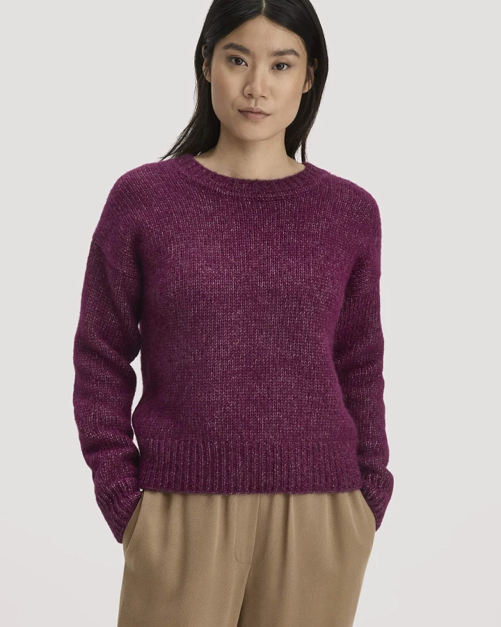 Produktseite: hessnatur Damen Strick Pullover Relaxed aus Alpaka mit Bio-Baumwolle - rot - Größe L