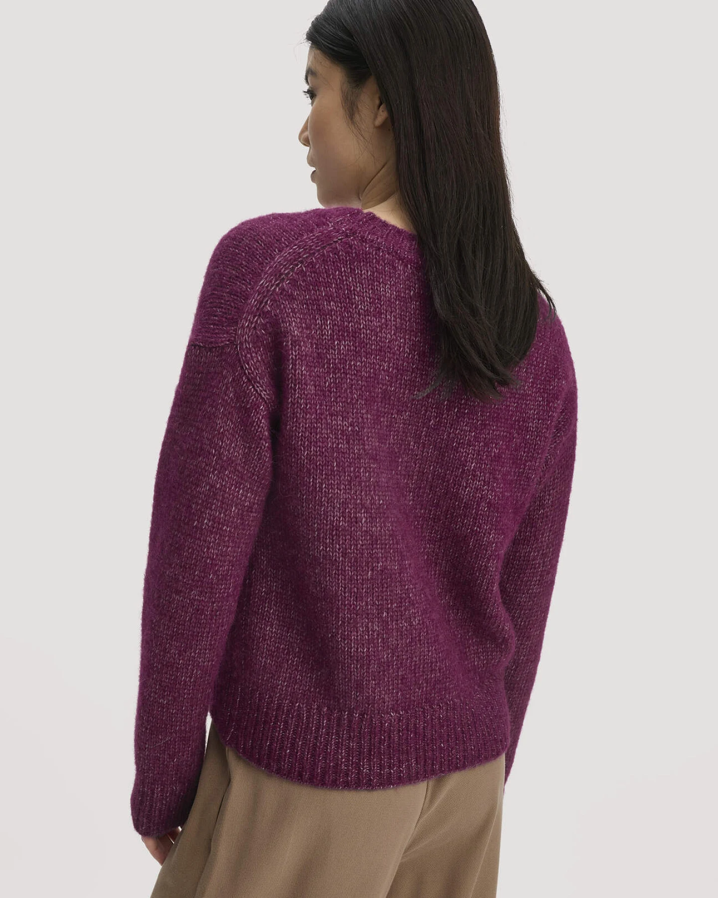 hessnatur Damen Strick Pullover Relaxed aus Alpaka mit Bio-Baumwolle - rot - Größe L – Ansicht 3