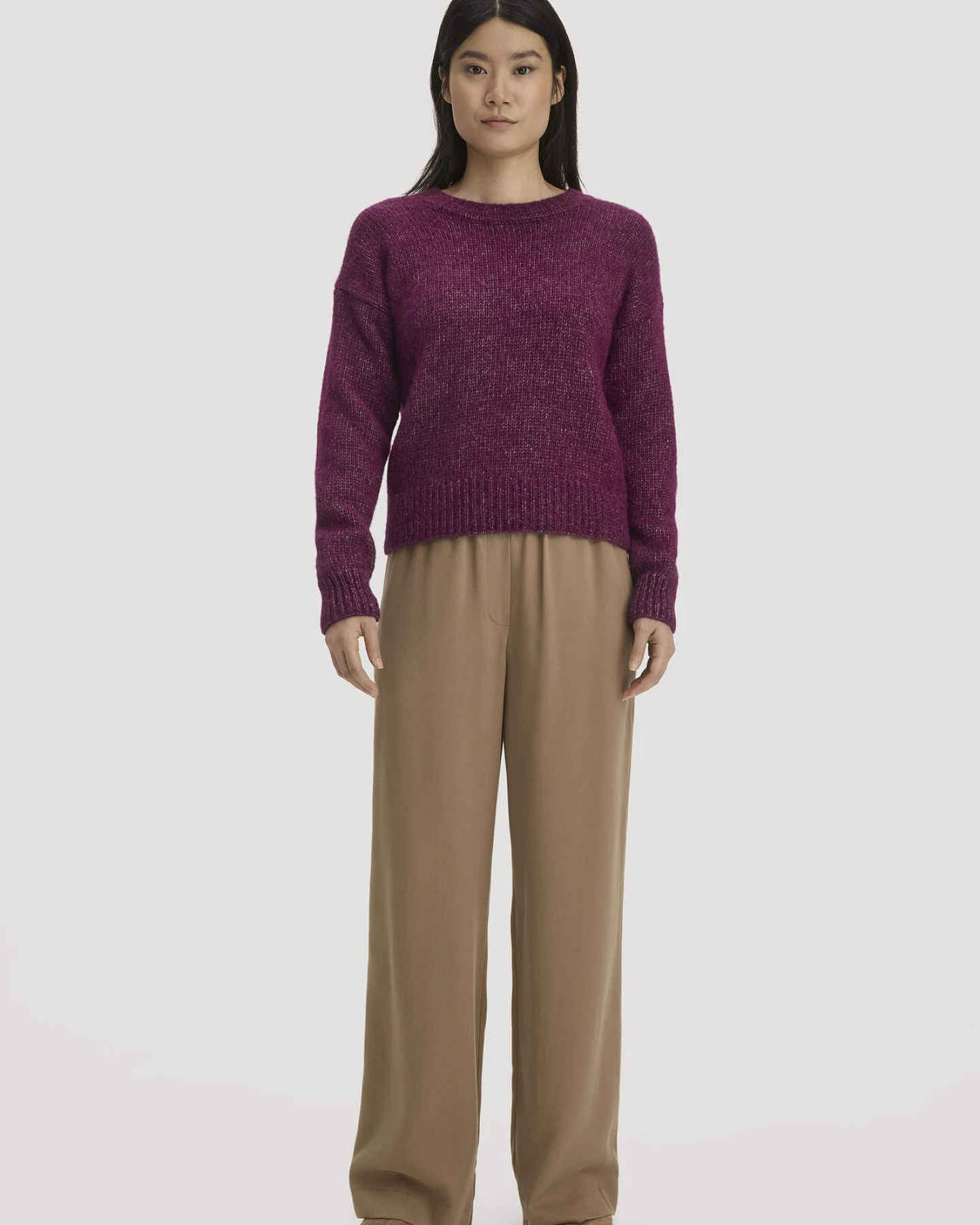 hessnatur Damen Strick Pullover Relaxed aus Alpaka mit Bio-Baumwolle - rot - Größe M – Ansicht 2