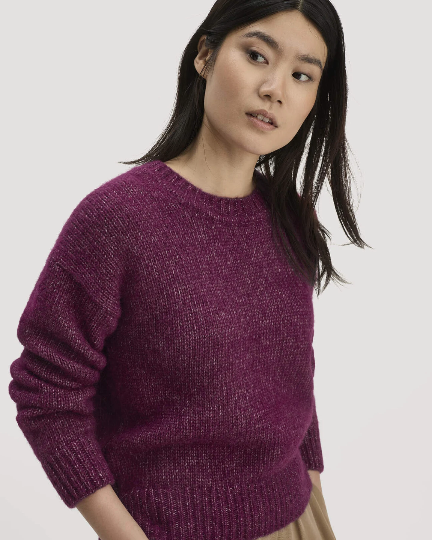 hessnatur Damen Strick Pullover Relaxed aus Alpaka mit Bio-Baumwolle - rot - Größe XL – Ansicht 4