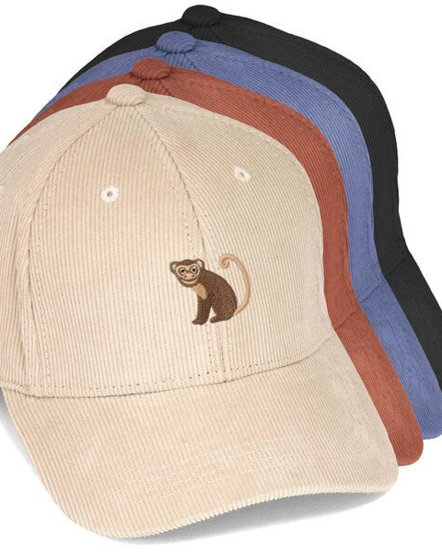 Bestickte Cord Cap – Albert der Affe – LIGARTI Tiermanufaktur – Ansicht 2