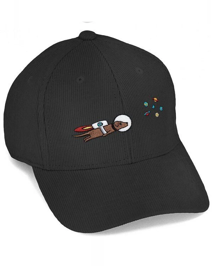 Bestickte Cord Cap – Astrowau der Space–Hund – LIGARTI Tiermanufaktur