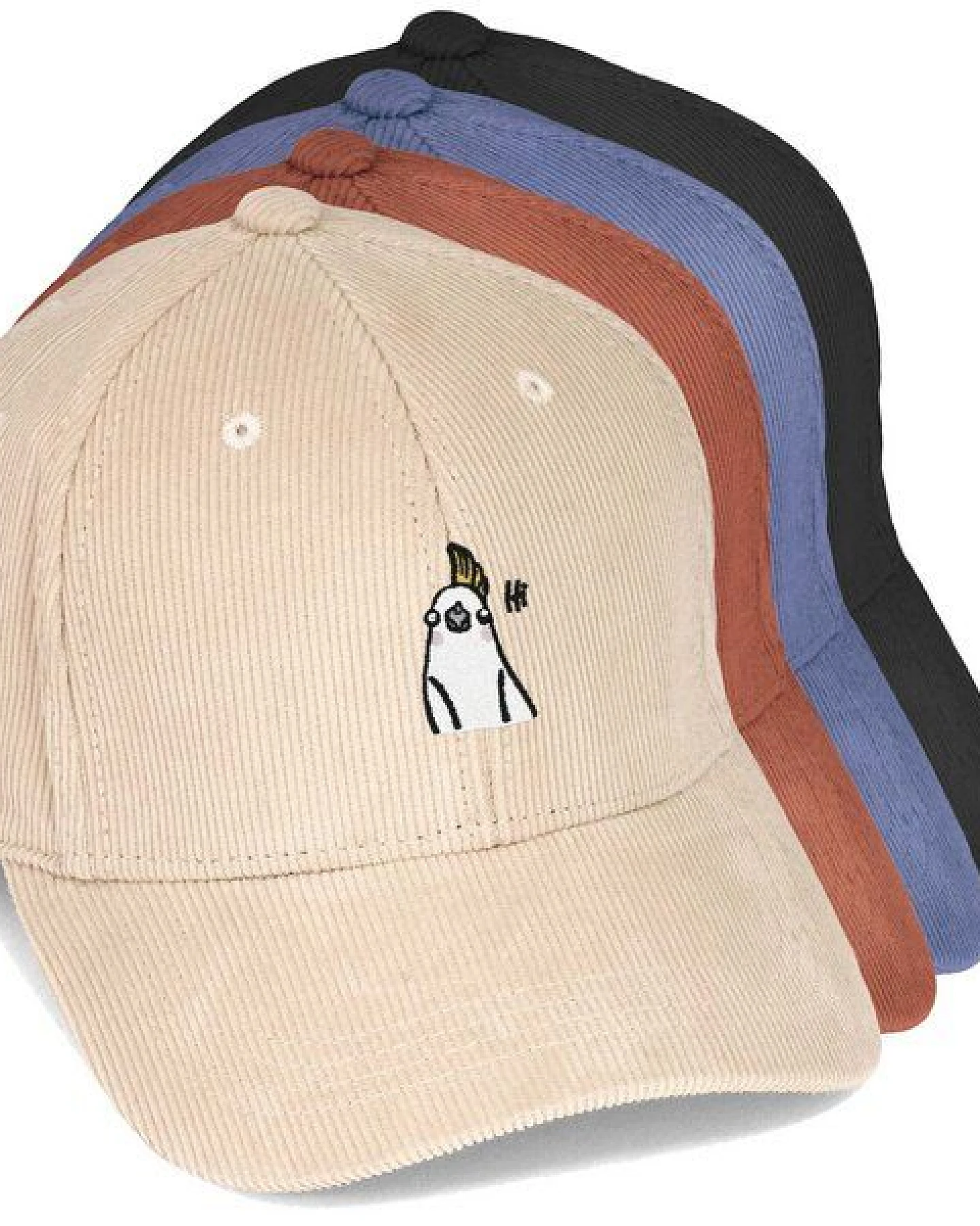 Bestickte Cord Cap – Heidi der Nymphensittich – LIGARTI Tiermanufaktur – Ansicht 2