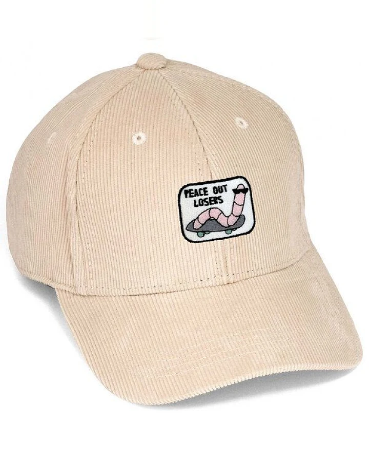 Bestickte Cord Cap – Ollie der Skater–Wurm – LIGARTI Tiermanufaktur