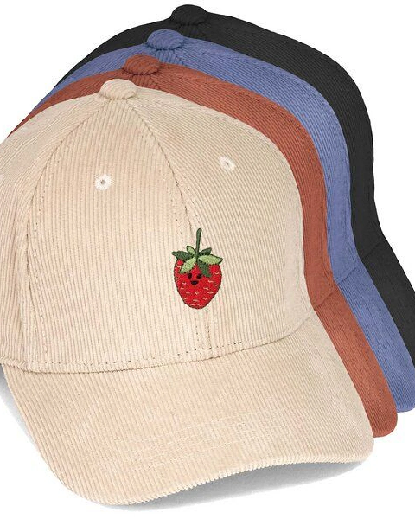 Bestickte Cord Cap – Erdbeere – LIGARTI Tiermanufaktur – Ansicht 2