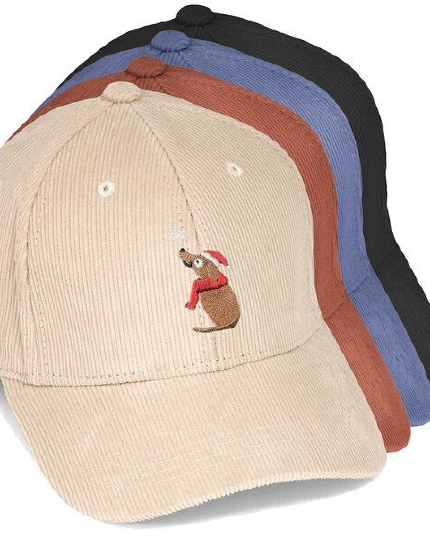 Bestickte Cord Cap – Thomas der Weihnachtshund – LIGARTI Tiermanufaktur – Ansicht 2