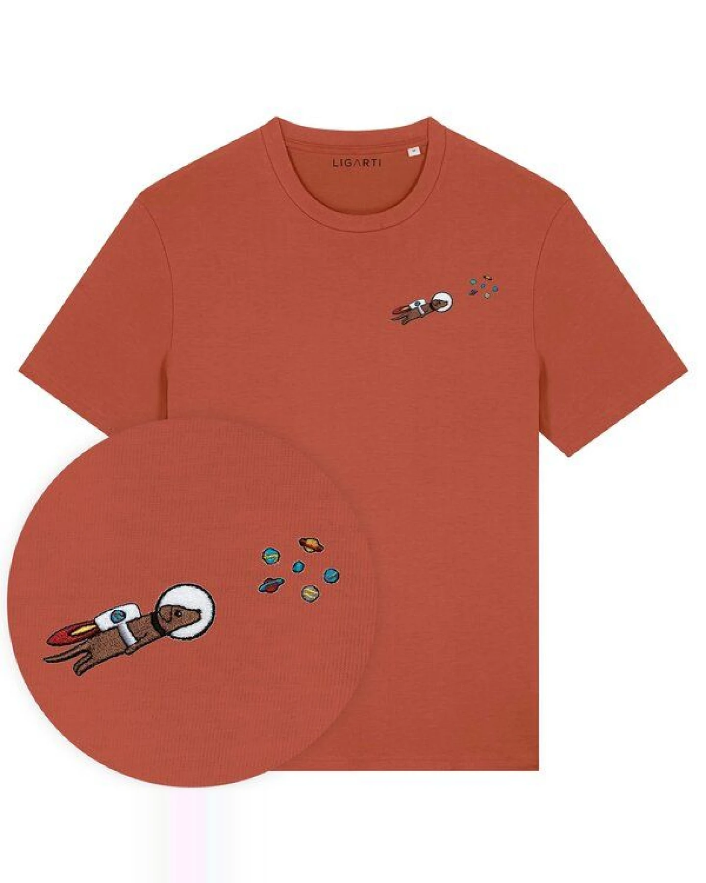 Besticktes T-Shirt – Astrowau der Space-Hund – LIGARTI Tiermanufaktur – Ansicht 4