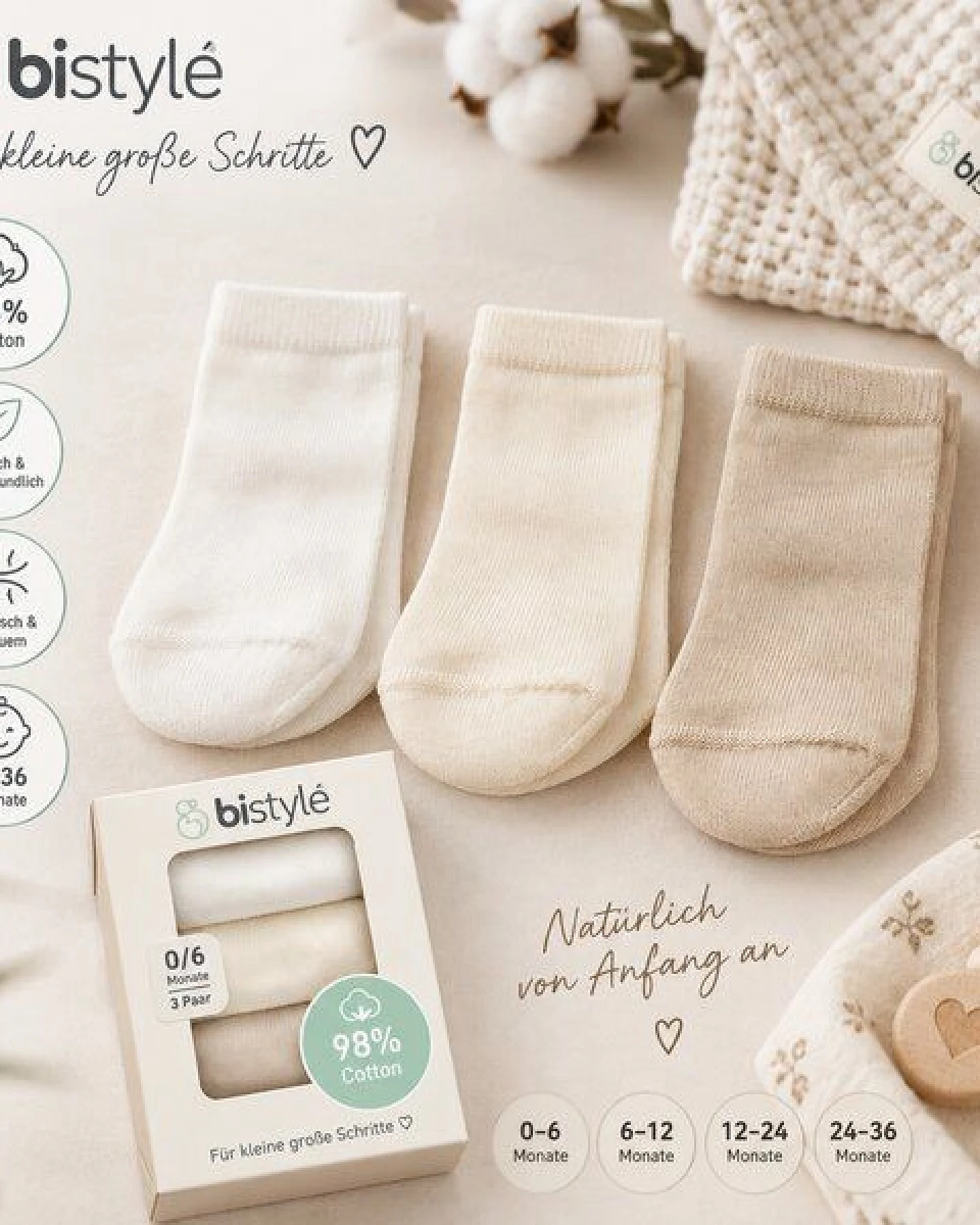 BISTYLE Baby Socken Premium 3er-Pack – Ansicht 3