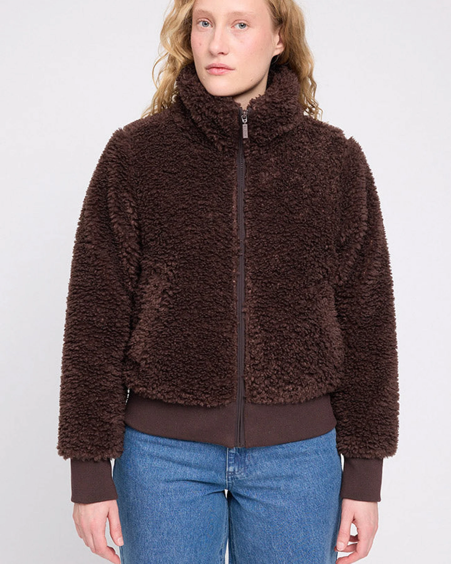 Mazine Damen vegan Jacke Aus Kunstfell Blouson Farbe Kaffee – Ansicht 2