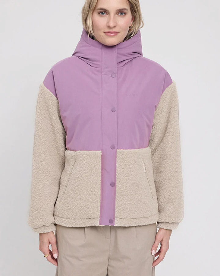 Mazine Damen vegan Jacke Blocking Traube Rosa Natur
