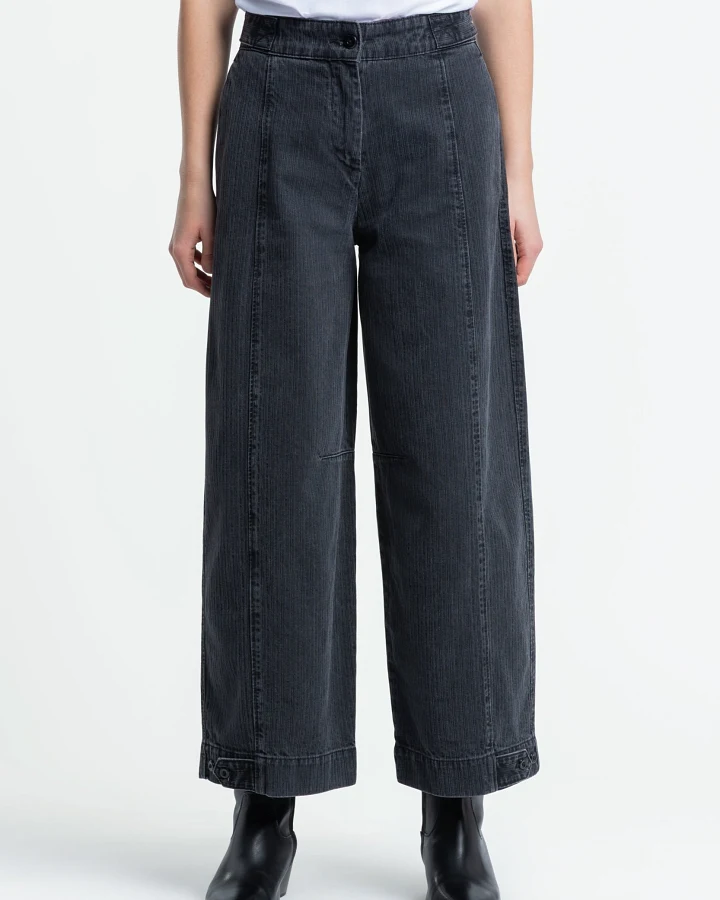 Kings of Indigo Damen vegan Hose Leeta Stripe Schwarz
