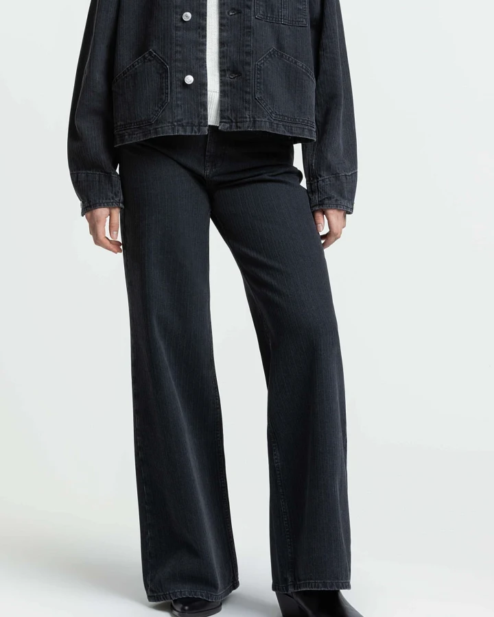 Kings of Indigo Damen vegan Jeans Tanja Stripe Schwarz Washed