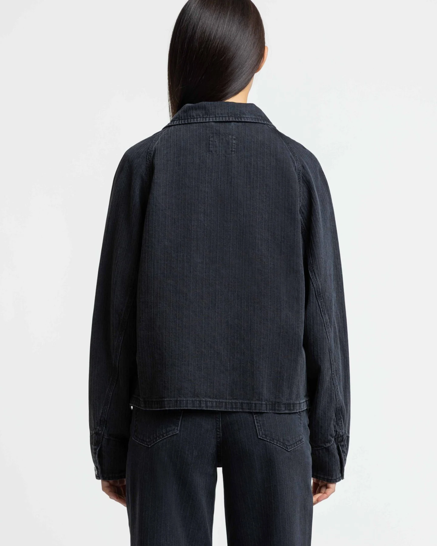 Kings of Indigo Damen vegan Jacke Jeena Stripe Black Worn – Ansicht 2